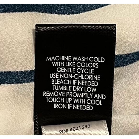 Torrid Long Sleeve Shirt Madison Georgette Teal Stripe 0X - Picture 10 of 11